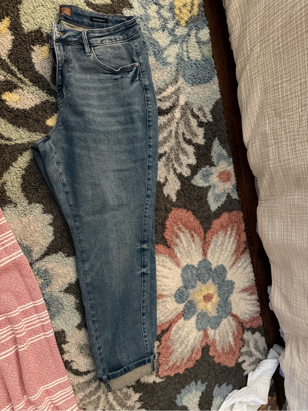 Judy Blue Light-Med Blue Boyfriend Jeans